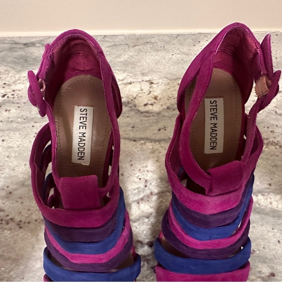 Steve Madden - Colourful, Cutout Strap, Platform Heels Size 8 - Picture 5 of 7